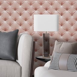 Papel de Parede Couro Capitone Rosa Lavavel Autocolante Adesivo Sala Quarto 1m x 50cm - 2