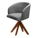 Ver imagem 1 de Poltrona Atenas Base Giratória De Madeira Sala, Quarto, Recepção, Consultório - Linho Cinza