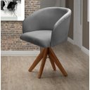 Ver imagem 2 de Poltrona Atenas Base Giratória De Madeira Sala, Quarto, Recepção, Consultório - Linho Cinza