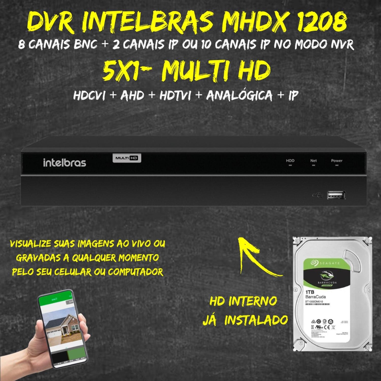 Dvr Mhdx 1216 16 Canais Multi Hd C/hd 1tb - 2