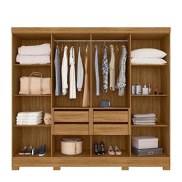 Guarda-roupa Casal Frisado 8 Portas 4 Gavetas com Espelhos e Pés Diplomata - 4