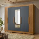 Ver imagem 1 de Guarda-roupa Casal Frisado 8 Portas 4 Gavetas com Espelhos e Pés Diplomata