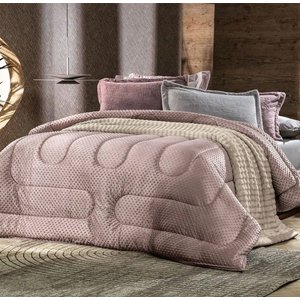 Edredom Casal Blend Sense Pop Up 100% Poliéster 210x230cm Rosa