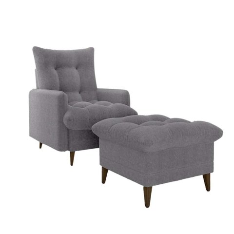 Poltrona de Amamentação com Puff Montreal Suede Cinza Matrix