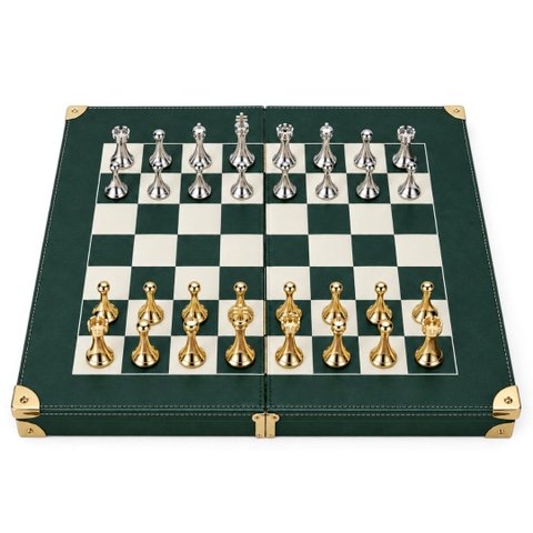 Jogo Xadrez Nobless Verde com Detalhes em Dourado a: 26cm L: 45cm C: 75cm
