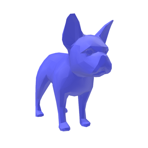 Bulldog Francês Orelha em Pé Geométrico Decoração 3d Low Poly:azul