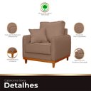 Ver mais imagens de Poltrona Sofa Sena Base de Madeira Luxo Conforto para Hotel e Sala Linho Marrom