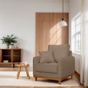 Ver imagem 2 de Poltrona Sofa Sena Base de Madeira Luxo Conforto para Hotel e Sala Linho Marrom