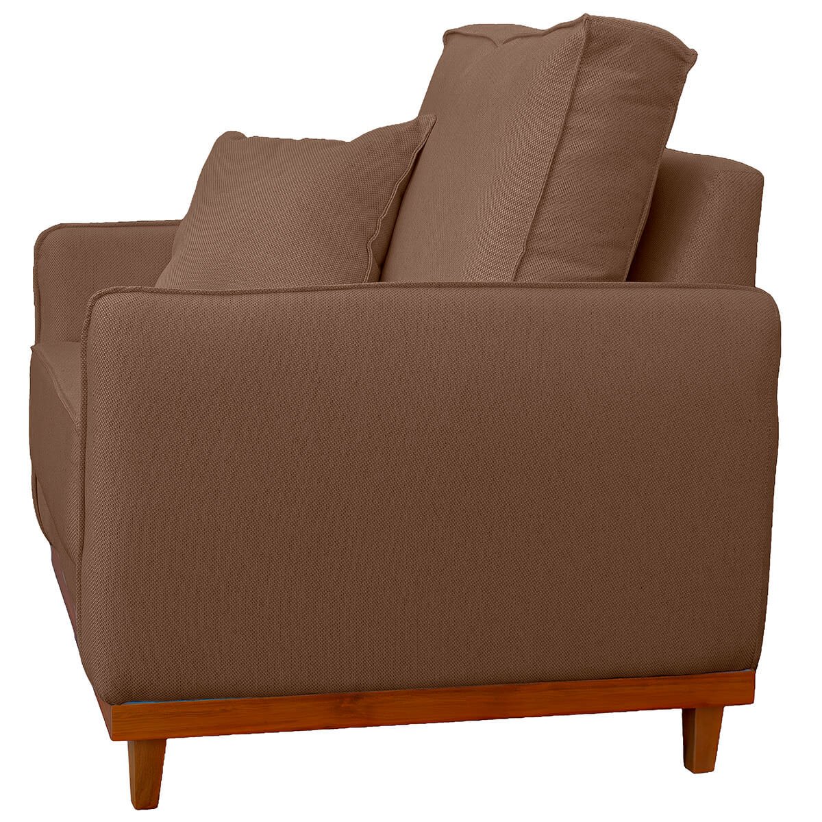 Poltrona Sofa Sena Base de Madeira Luxo Conforto para Hotel e Sala Linho Marrom - 6