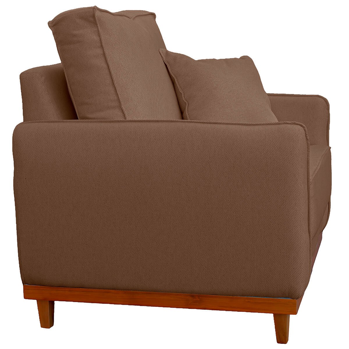 Poltrona Sofa Sena Base de Madeira Luxo Conforto para Hotel e Sala Linho Marrom - 5