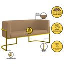 Ver imagem 3 de Kit 2 Poltronas + Sofá 2 Lugares Base de Metal Gold Veludo Cor:capuccino