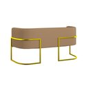 Ver imagem 6 de Kit 2 Poltronas + Sofá 2 Lugares Base de Metal Gold Veludo Cor:capuccino