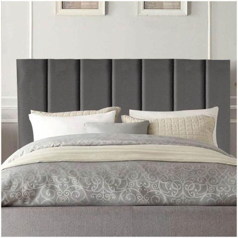 Cabeceira Estofada Líbia 195cm King Suede Cinza Escuro