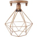 Ver imagem 1 de Lustre Teto Plafon Industrial Aramado Diamante Retrô Luminária Vintage Cobre Rose Gold Agp