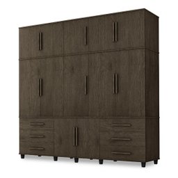 Roupeiro Triplex Guarda Roupas Gav Casal 12 Portas Cor Teca Trinobel - 1