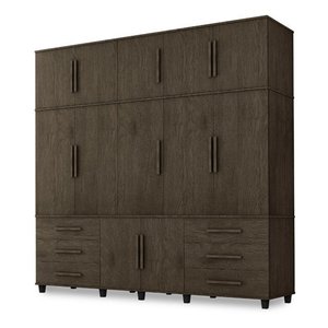 Roupeiro Triplex Guarda Roupas Gav Casal 12 Portas Cor Teca Trinobel