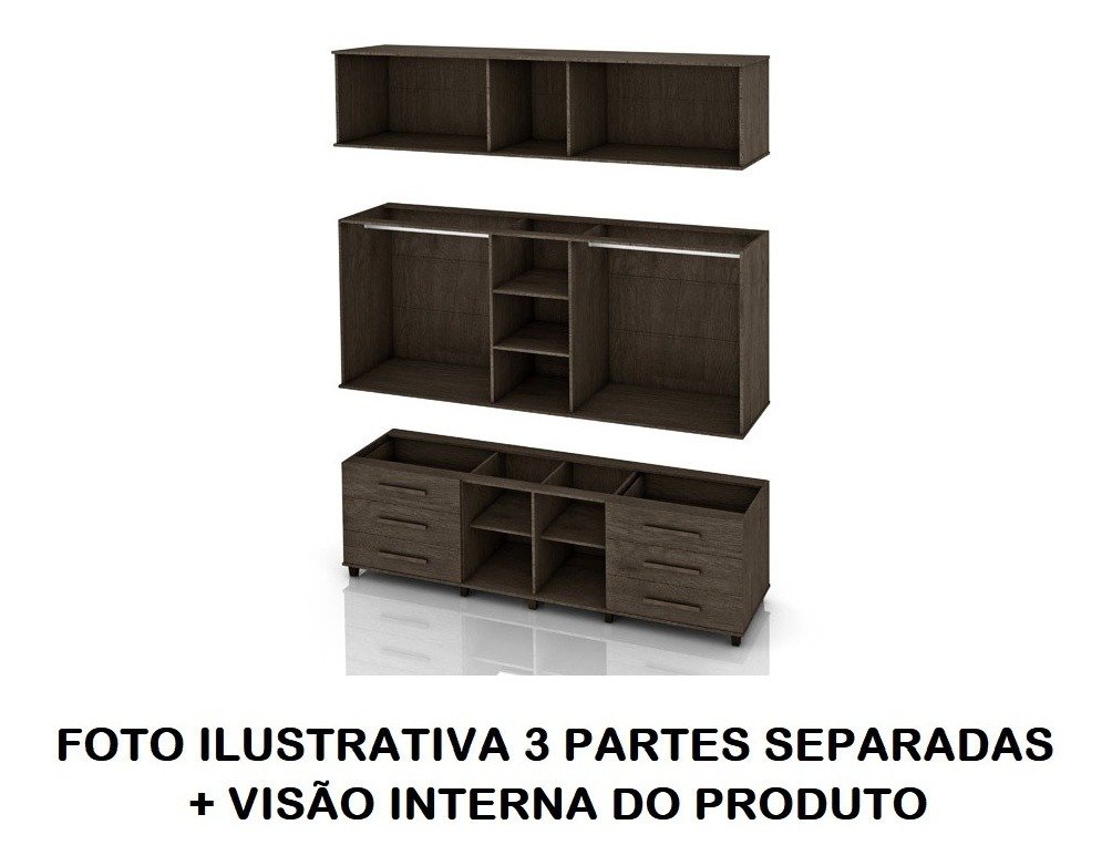 Roupeiro Triplex Guarda Roupas Gav Casal 12 Portas Cor Teca Trinobel - 6