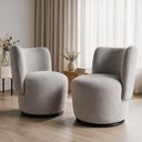 Ver imagem 1 de Kit 2 Poltronas Orgânica Lia Giratória Boucle Redonda Luxo Moderna Penteadeira Sala Espera Recepção: