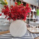 Ver imagem 2 de Vaso Cerâmica Solitário Folhas Dolomita Branco 25cm - Tuut