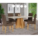 Ver imagem 1 de Conjunto Sala de Jantar Mesa Patricia 160x80 e 6 Cadeiras Maia Cimol Nature/Off White/Mascavo