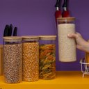 Ver imagem 6 de Kit 4 Potes de Vidro 1,6l Tampa de Bambu Herméticos Redondos - Tüd