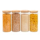 Ver imagem 1 de Kit 4 Potes de Vidro 1,6l Tampa de Bambu Herméticos Redondos - Tüd