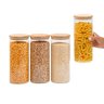 Kit 4 Potes de Vidro 1,6l Tampa de Bambu Herméticos Redondos - Tüd - 2