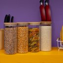 Ver imagem 5 de Kit 4 Potes de Vidro 1,6l Tampa de Bambu Herméticos Redondos - Tüd