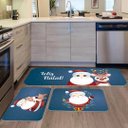 Ver imagem 2 de Kit de 3 Tapetes para Cozinha Natalinos Noel e Rena Cute Antiderrapante