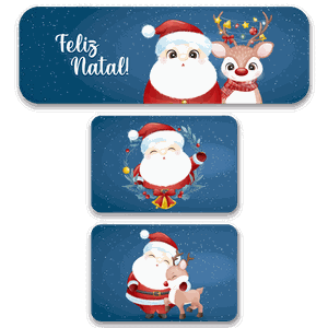 Kit de 3 Tapetes para Cozinha Natalinos Noel e Rena Cute Antiderrapante