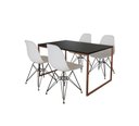 Ver imagem 2 de Mesa Industrial Base Ferro Cobre Tampo 137x90 Preto 4 Cadeiras Eames Ferro Preto Assento Branco