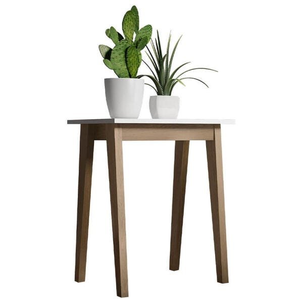 Mesa Lateral Ruppi com Pés Chanfrados Hanover / Branco OOL | MadeiraMadeira