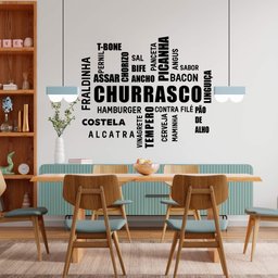 Adesivo de Parede Palavras Churrasco Cortes Carne Cantinho Gourmet Restaurante Kanto Store Adesivo D - 3