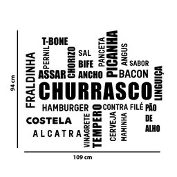 Adesivo de Parede Palavras Churrasco Cortes Carne Cantinho Gourmet Restaurante Kanto Store Adesivo D - 2