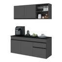 Ver imagem 2 de Cozinha Modulada Compacta Suspensa com Balcão para Pia 150cm Milano Multimóveis MP2478 Grafite