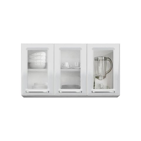 Armário Aéreo de Cozinha Itatiaia Luce 3 Portas com Vidro Branco IPV3-105