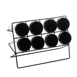 Jogo 8 Potes Lyor para Temperos de Vidro e Suporte Preto - 2
