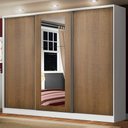 Ver imagem 1 de Guarda Roupa Casal 100% Mdf Madesa Eros 3 Portas de Correr com Espelho - Branco/rustic