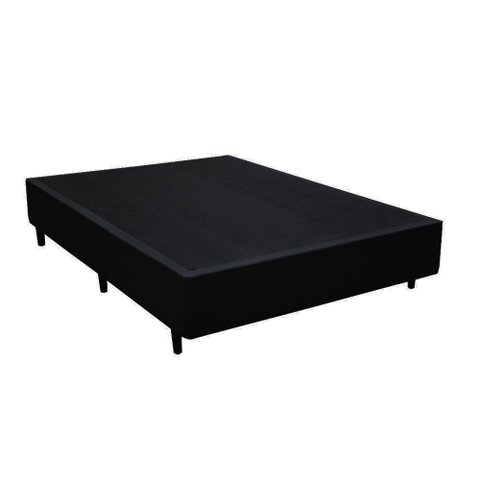 Cama Base Box Casal Bipartido Sintético Preto 27x138x188