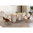 Ver imagem 1 de Sala de Jantar Completa Liz C/ Tampo Madeirado C/ Vidro Oval 218x108cm e 8 Cadeiras Vitta Off White/