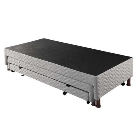 Cama Box Base C- 2 Auxiliares Solteiro Universal Bordado White (88x188x32) - Paropas
