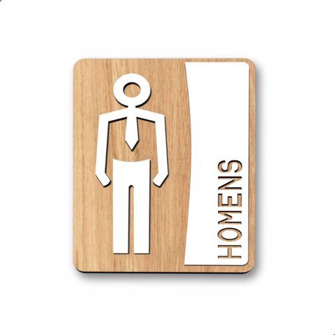 Placa para Banheiro Plaquinha Homens Cor Branco