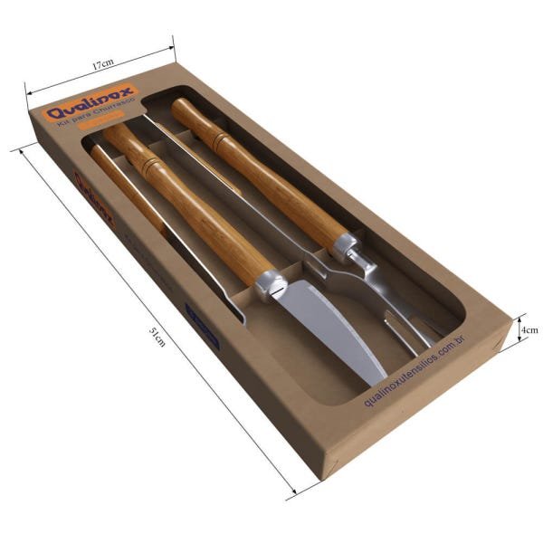 Conjunto Garfo Faca e Pegador Multiuso em Aço Inox Qualinox - 2