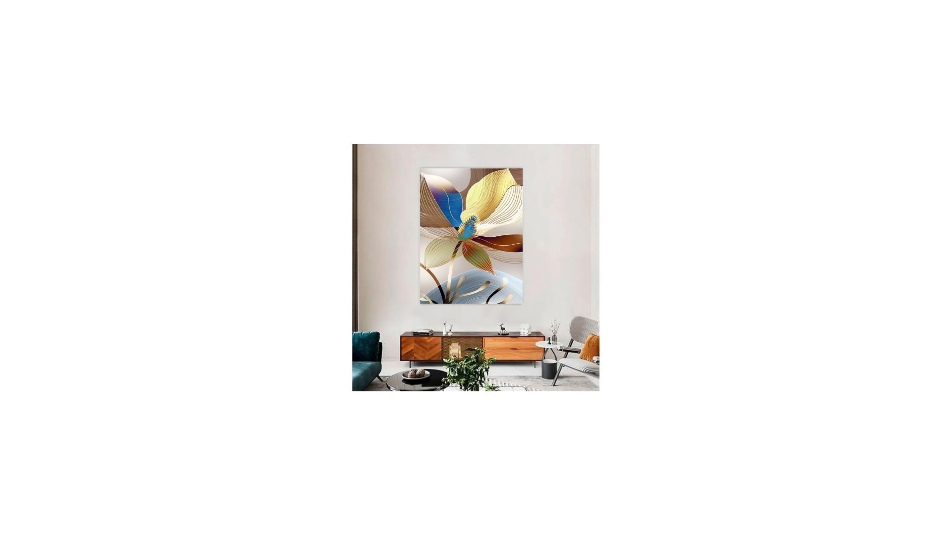 Quadro Decorativo Floral Moderno, Tela em Canvas ideal para  Sala, Quarto e Hall (100x70 cm) - 2