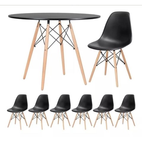 Conjunto de Jantar Eiffel: Mesa 120cm Preta e 6 Cadeiras Dkr - Design e Estilo