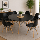 Ver imagem 1 de Conjunto de Jantar Eiffel: Mesa 120cm Preta e 6 Cadeiras Dkr - Design e Estilo