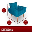 Ver imagem 2 de Poltrona para Sala e Quarto Decorativa Opala Suede Cor Azul Turquesa