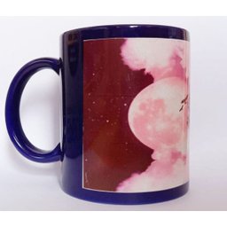 CANECA DE CERÂMICA AZUL ESCURO COM FAIXA BRANCA (CORAÇÃO) - 3
