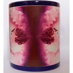 CANECA DE CERÂMICA AZUL ESCURO COM FAIXA BRANCA (CORAÇÃO) - 2