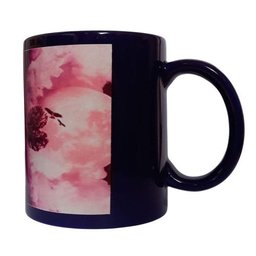 CANECA DE CERÂMICA AZUL ESCURO COM FAIXA BRANCA (CORAÇÃO) - 1